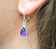 Naložite sliko v pregledovalnik galerije, srebrni zenski uhani 925 ametist zenski nakit nakit uhani srebro 925 uhani iz kristalov ametist uhani podragi kamni modni nakit kristali kristalni uhani ametist uhancki