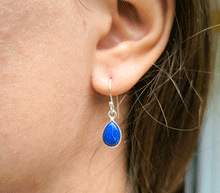 Naložite sliko v pregledovalnik galerije, srebrni zenski uhani 925 lapis lazuli zenski nakit nakit uhani srebro 925 uhani iz kristalov lapis lazuli uhani podragi kamni modni nakit kristali kristalni uhani lapis lazuli uhancki