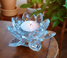 Naložite sliko v pregledovalnik galerije, svečnik lotus svecnik iz stekla svecnik kristalno steklo lotus