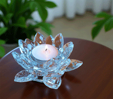 Naložite sliko v pregledovalnik galerije, svečnik lotus svecnik iz stekla svecnik kristalno steklo lotus