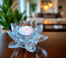 Naložite sliko v pregledovalnik galerije, svečnik lotus svecnik iz stekla svecnik kristalno steklo lotus