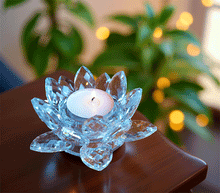 Naložite sliko v pregledovalnik galerije, svečnik lotus svecnik iz stekla svecnik kristalno steklo lotus