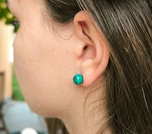 Naložite sliko v pregledovalnik galerije, srebrni ženski uhani 925 malahit zenski nakit nakit uhani srebro 925 uhani iz kristalov malahit uhani poldragi kamni modni nakit kristali kristalni uhani malahit uhancki talisman za zaščito