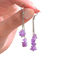 Naložite sliko v pregledovalnik galerije, viseči uhani ametist kristali viseci uhani uhani iz kristalov ametist nakit uhani iz kristalov uhani iz poldragih kamnov ametist kirurko nerjaceče jeklo