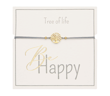 Naložite sliko v pregledovalnik galerije, Zapestnica Be Happy - Tree of Life, barva zlata - simbol povezanosti in dobre energije