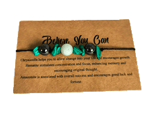 Naložite sliko v pregledovalnik galerije, zapestnice iz kristalov hrizokol hematit amazonit zapestnica iz kristalov nakit iz kristalov talisman za moč zaupanje vase talismani kristali poldragi kamni nakit