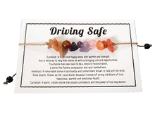 Naložite sliko v pregledovalnik galerije, zapestnice iz kristalov za zascito pri voznji ametist soncni kremen turmalin rozevec zapestnica iz kristalov nakit iz kristalov talisman za zascito talisman za voznjo kristali poldragi kamni