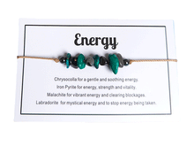 Naložite sliko v pregledovalnik galerije, zapestnice iz kristalov za uspeh pirit malahit labradorit hrizokola zapestnica iz kristalov nakit iz kristalov talisman za energijo talisman za moč