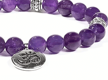 Naložite sliko v pregledovalnik galerije, zapestnice iz kristalov zapestnica iz kristalov zapestnica ametist simbol om simbol ohm ženske zapestnice kristalne zapestnice ametist