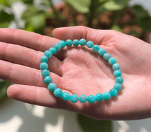 Naložite sliko v pregledovalnik galerije, zapestnica amazonit A kvaliteta iz kristalov 6 mm ženska zapestnica talisman iz poldragih kamnov nakit amazonit moda nakit iz kristalov kristali zapestnice ženske zapestnice talisman amazonit