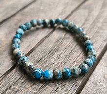 Naložite sliko v pregledovalnik galerije, zapestnica azurit granit iz kristalov 6mm ženska zapestnica iz poldragih kamnov nakit azurit granit moda nakit iz kristalov kristali zapestnice ženske zapestnice iz azurita in granita K2