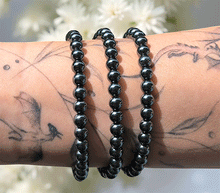 Naložite sliko v pregledovalnik galerije, zapestnica iz kristalov hematin hematit 6mm ženska zapestnica iz poldragih kamnov nakit hematit moda nakit iz kristalov kristali zapestnice hematin ženske zapestnice talisman