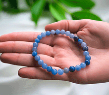 Naložite sliko v pregledovalnik galerije, zapestnica modri kremen iz kristalov 6mm ženska zapestnica iz poldragih kamnov nakit modri kremen moda nakit iz kristalov kristali zapestnice modri kremen ženske zapestnice talisman