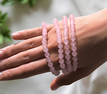 Naložite sliko v pregledovalnik galerije, zapestnica roževec iz kristalov 6mm ženska zapestnica iz poldragih kamnov nakit iz roževca moda nakit iz kristalov kristali zapestnice rozevec ženske zapestnice talisman
