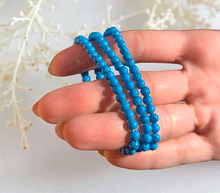 Naložite sliko v pregledovalnik galerije, zapestnica turkiz iz kristalov ženska zapestnica iz poldragih kamnov nakit turkiz moda nakit iz kristalov kristali zapestnice ženske kristalne zapestnice iz turkiza 4mm