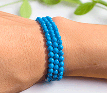 Naložite sliko v pregledovalnik galerije, zapestnica turkiz iz kristalov ženska zapestnica iz poldragih kamnov nakit turkiz moda nakit iz kristalov kristali zapestnice ženske kristalne zapestnice iz turkiza 4mm