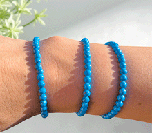 Naložite sliko v pregledovalnik galerije, zapestnica turkiz iz kristalov ženska zapestnica iz poldragih kamnov nakit turkiz moda nakit iz kristalov kristali zapestnice ženske kristalne zapestnice iz turkiza 4mm