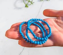 Naložite sliko v pregledovalnik galerije, zapestnica turkiz iz kristalov ženska zapestnica iz poldragih kamnov nakit turkiz moda nakit iz kristalov kristali zapestnice ženske kristalne zapestnice iz turkiza 4mm