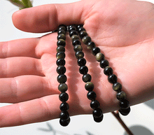 Naložite sliko v pregledovalnik galerije, zapestnica zlati obsidian iz kristalov 6mm ženska zapestnica talisman iz poldragih kamnov nakit zlati obsidian moda nakit iz kristalov kristali zapestnice ženske zapestnice talisman zlati obsidian