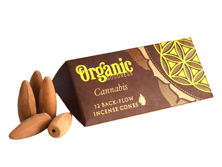 organic goodness cannabis backflow dišeči stožci kanabis diseci stozci za dimne fontane dišave kadila stožci