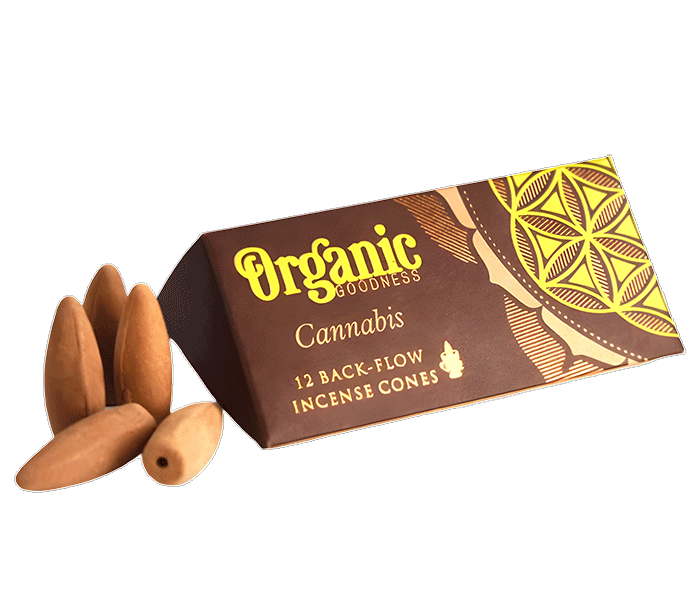 organic goodness cannabis backflow dišeči stožci kanabis diseci stozci za dimne fontane dišave kadila stožci