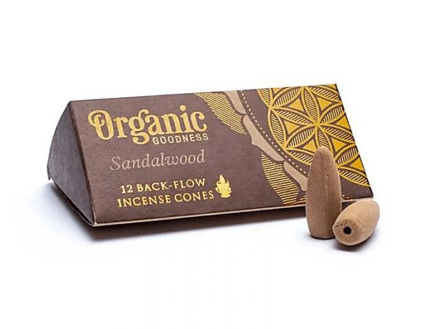 Dišeči stožci Backflow ORGANIC GOODNESS SANDALWOOD - Sandalovina 12kos (za dimne fontane)