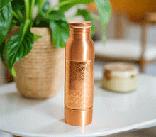 Naložite sliko v pregledovalnik galerije, bakrena steklenica za vodo bakrena flaška steklenica iz bakra flaška iz bakra  baker flaska kovana za vodo iz bakra
