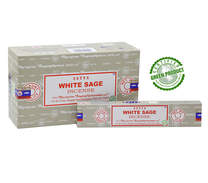 Satya white sage 15g dišeče palčke beli žajbelj Satya disece palcke dišave Satya white sage disave kadila beli žajbelj meditiranje duhovnost dišeče palčke beli zajbelj Sai baba Satya white sage 15g dišeče palčke beli zajbelj sproscanje disave za dom meditacija dišave aromaterapija