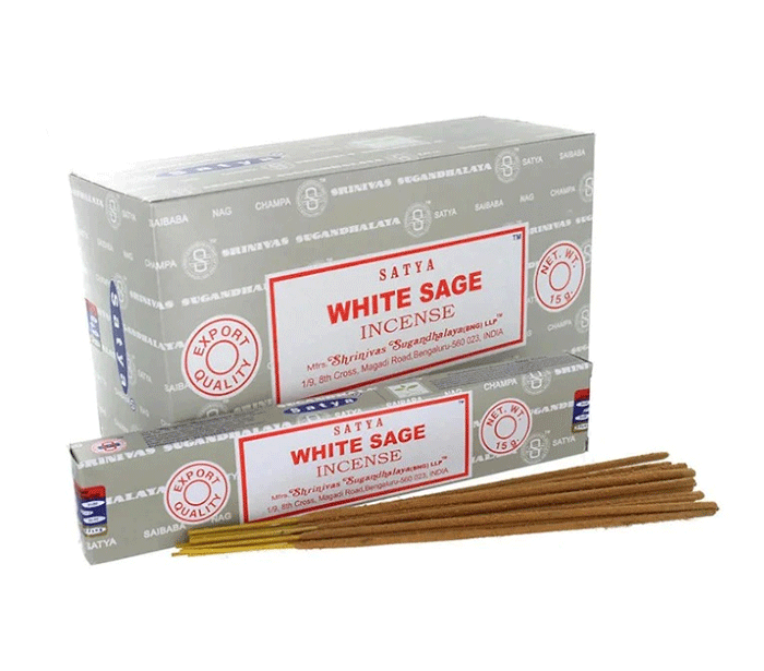 Satya white sage 15g dišeče palčke beli žajbelj Satya disece palcke dišave Satya white sage disave kadila beli žajbelj meditiranje duhovnost dišeče palčke beli zajbelj Sai baba Satya white sage 15g dišeče palčke beli zajbelj sproscanje disave za dom meditacija dišave aromaterapija