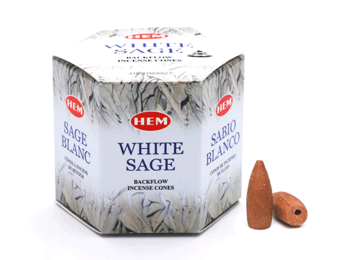 hem backflow incense cones white sage-dišeči stožci backflow beli žajbelj-diseci stozci hem beli zajbelj-kadila za dimne fontane