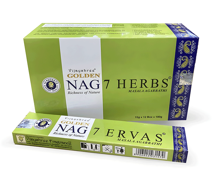 dišeče palčke GOLDEN NAG 7 HERBS disece palcke  kadilo kadila dišava za dom kadilo za dom dišeče palčke za meditacijo naravne dišeče palčke vijayshree golden nag 7 zelišč