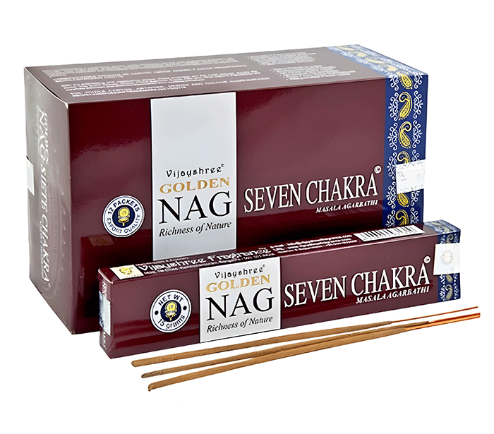 dišeče palčke GOLDEN NAG seven chakra sandalovina  disece palcke  kadilo kadila dišava za dom kadilo za dom dišeče palčke za meditacijo naravne dišeče palčke vijayshree golden nag seven chaka sedem čaker