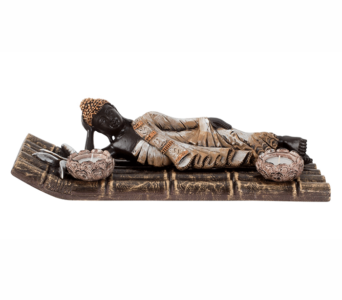 bambus dekoracija Buda Kerzenhalter 2 Kerzen auf Bambus 11x39,5 cm