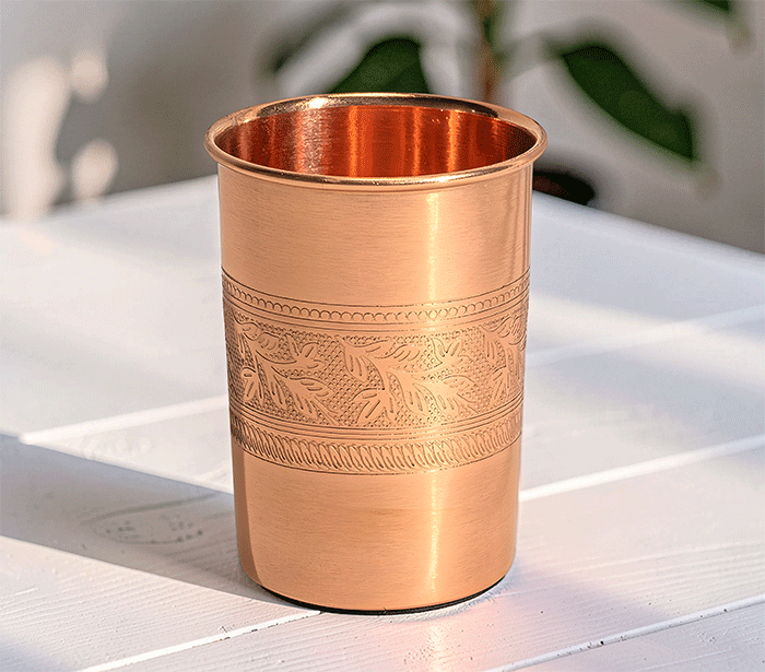 bakreni kozarec za vodo iz bakra bakreni loncek kozarec iz bakra baker kozarec bakreni kozarec za vodo iz bakra 300 ml cvetlični vzorec baker voda