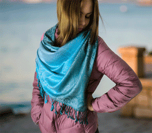 Naložite sliko v pregledovalnik galerije, sal sali šal šali pasmina pašmina ženski šali modni šali zenski sal bombaž viskoza šali lepota mehko jesenski šal zimski šal prehodni šal poletni šali turkiz modra
