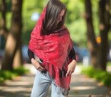 Naložite sliko v pregledovalnik galerije, sal sali šal šali pasmina pašmina ženski šali modni šali zenski sal bombaž viskoza šali lepota mehko jesenski šal zimski šal prehodni šal poletni šali  topel sal naravni materiali  rdeča
