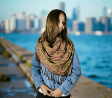 Naložite sliko v pregledovalnik galerije, sal sali šal crazy šali pasmina pašmina ženski šali modni šali zenski sal bombaž viskoza šali lepota mehko jesenski šal zimski šal prehodni šal poletni šali  rjava zelena 
 vzorci naravni materiali good vibes
