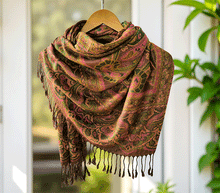 Naložite sliko v pregledovalnik galerije, sal sali šal crazy šali pasmina pašmina ženski šali modni šali zenski sal bombaž viskoza šali lepota mehko jesenski šal zimski šal prehodni šal poletni šali  rjava zelena 
 vzorci naravni materiali good vibes
