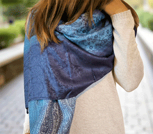 Naložite sliko v pregledovalnik galerije, sal sali šal šali pasmina pašmina ženski šali modni šali zenski sal bombaž viskoza šali lepota mehko jesenski šal zimski šal prehodni šal poletni šali moder modra
