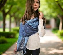 Naložite sliko v pregledovalnik galerije, sal sali šal šali pasmina pašmina ženski šali modni šali zenski sal bombaž viskoza šali lepota mehko jesenski šal zimski šal prehodni šal poletni šali moder modra
