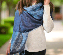 Naložite sliko v pregledovalnik galerije, sal sali šal šali pasmina pašmina ženski šali modni šali zenski sal bombaž viskoza šali lepota mehko jesenski šal zimski šal prehodni šal poletni šali moder modra
