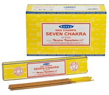 Naložite sliko v pregledovalnik galerije, Satya seven chakra dicese palcke disave darilo joga dvig energije sadhana kadila kadilo naravne dišeče palčke naravne dišave satya sedem čaker
