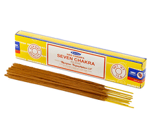 Naložite sliko v pregledovalnik galerije, Satya seven chakra dicese palcke disave darilo joga dvig energije sadhana kadila kadilo naravne dišeče palčke naravne dišave satya sedem čaker
