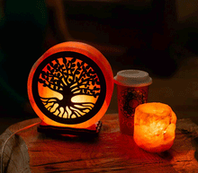 Naložite sliko v pregledovalnik galerije, himalajska solna lučka solna svetilka himalajske solne lucke luč sobna svetilka iz soli negativni ioni zdravje drevo življenja tree of life svetila pakistan
