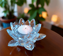 Naložite sliko v pregledovalnik galerije, svečnik lotus svecnik iz stekla svecnik kristalno steklo lotus
