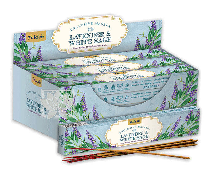 dišeče palčke disece palck kadilo sandalovina dišava za dom kadilo za dom dišeče palčke za meditacijo naravne dišeče palčke Dišeče palčke TULASI EXCLUSIVE MASALA 15g Lavender&White Sage