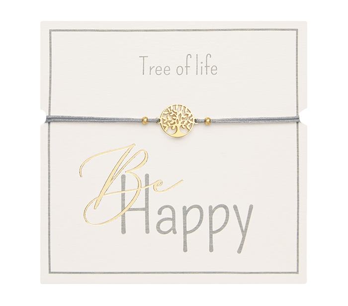 Armband Be Happy - Lebensbaum, Farbe Gold - Symbol der Verbundenheit und guter Energie