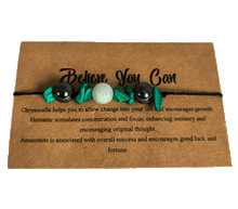 Naložite sliko v pregledovalnik galerije, zapestnice iz kristalov hrizokol hematit amazonit zapestnica iz kristalov  nakit iz kristalov  talisman za moč zaupanje vase talismani kristali poldragi kamni nakit
