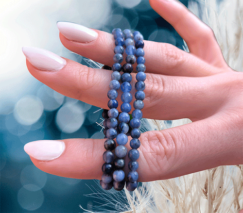 zapestnica sodalit iz kristalov ženska zapestnica iz poldragih kamnov nakit sodalit moda nakit iz kristalov kristali zapestnice ženske zapestnice iz sodalita 4mm
