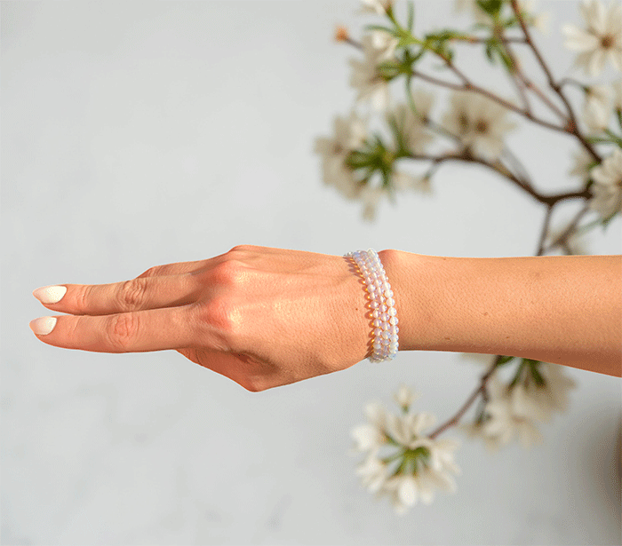 zapestnica opal opalit iz kristalov ženska zapestnica iz poldragih kamnov nakit opalit moda nakit iz kristalov kristali zapestnice ženske zapestnice iz opala 4mm